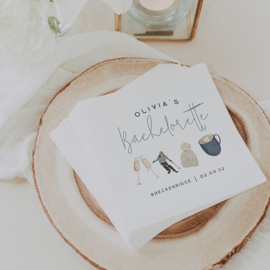 Serviette En Papier Fête de Bachelorette Personnalisée Station de Ski 