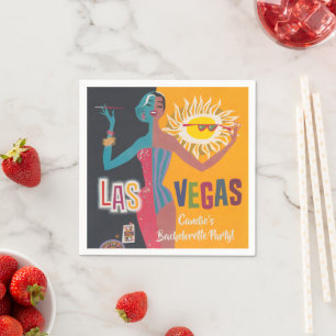 Serviette En Papier Fête de Bachelorette Vintage à Las Vegas 