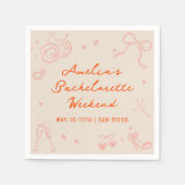 Serviette En Papier Fête de Bachelorette Week-end Dessin Rose et Rouge (Devant)