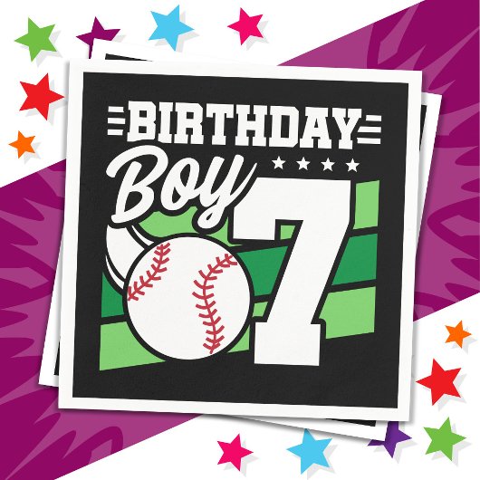 Serviette En Papier Fête de baseball 7 ans Thème 7ème anniversaire gar