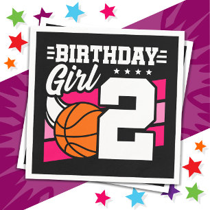 Serviette En Papier Fête de basket-ball de 2 ans 2e anniversaire fille
