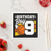 Serviette En Papier Fête de basket-ball de 9 ans thème 9e anniversaire (En situation)