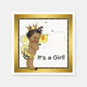 Serviette En Papier Fête de bébé abeille pour fille afro-américaine