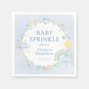 Serviette En Papier Fête de bébé arc-en-ciel aquarelle garçon