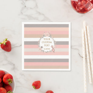 Serviette En Papier Fête de bébé aux fleurs roses vintage