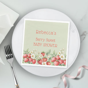 Serviette En Papier Fête de Bébé aux Fraises Sucrées Fleurs de Fraisie
