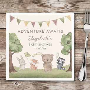 Serviette En Papier Fête de Bébé Aventure en Attendant les Animaux de