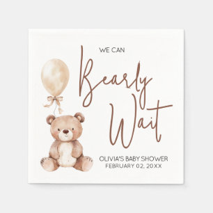 Serviette En Papier Fête de bébé ballon Ours Brun