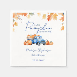 Serviette En Papier Fête de Bébé Blue Truck & Little Pumpkin on The Wa