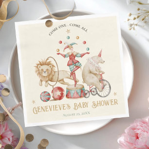 Serviette En Papier Fête de Bébé Cirque Carnaval Aquarelle Fantaisiste