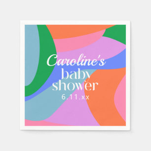 Serviette En Papier Fête de Bébé Colorée Vagues Abstraites Modernes Pe