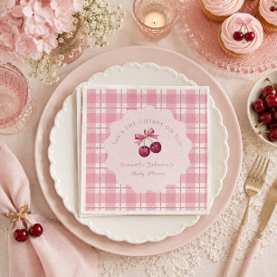 Serviette En Papier Fête de Bébé Coquette Cerise Sur Le Haut