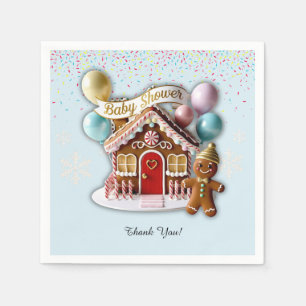 Serviette En Papier Fête de bébé de la maison en pain d'épices dorée