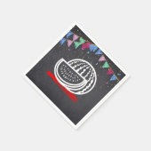 Serviette En Papier Fête de Bébé Dessin de Pastèque sur Tableau Noir (Coin)
