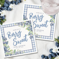 Fête de bébé Douce Baie à Carreaux Bleus