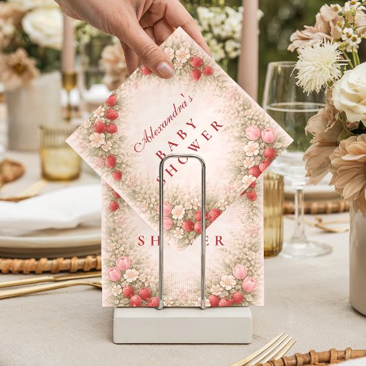 Serviette En Papier Fête de Bébé Douce Fraise