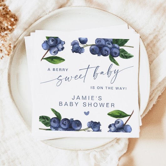 Serviette En Papier Fête de bébé douce petite myrtille
