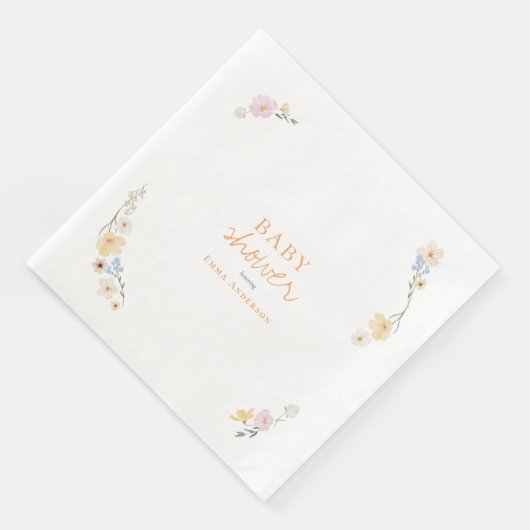 Serviette En Papier fête de bébé écriture fleurs Boho Botanique  (Coin)