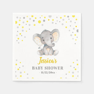 Serviette En Papier Fête de bébé éléphant jaune petite cacahuète