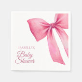 Serviette En Papier Fête de bébé fille à ruban rose (Devant)