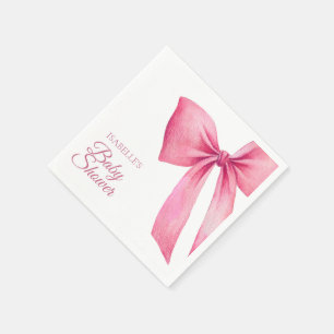 Serviette En Papier Fête de bébé fille à ruban rose