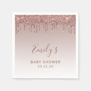 Serviette En Papier Fête de Bébé Fille Dégoulinant de Paillettes en Or