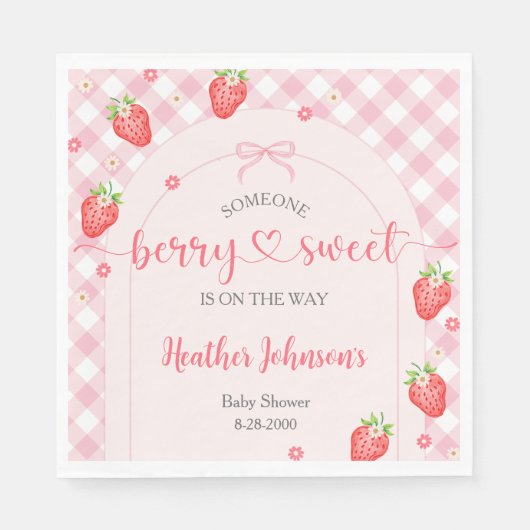 Serviette En Papier Fête de Bébé Fille Douce Fraise Sucrée (Devant)
