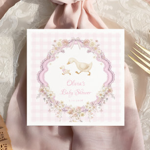 Serviette En Papier Fête de bébé Fille Silly Goose Rose Fleur Sauvage