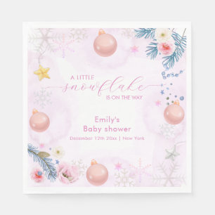 Serviette En Papier Fête de bébé Fleur de flocon de neige rose pastel