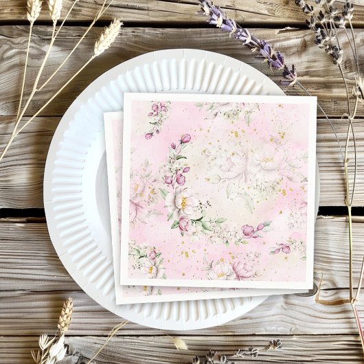 Serviette En Papier Fête de bébé Fleur de Lune Rose