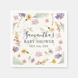 Serviette En Papier Fête de bébé Fleur Sauvage Aquarelle Fille