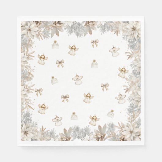 Serviette En Papier Fête de bébé Fleurs d'Anges d'Hiver (Devant)