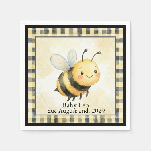 Serviette En Papier Fête de bébé garçon abeille insecte (Devant)