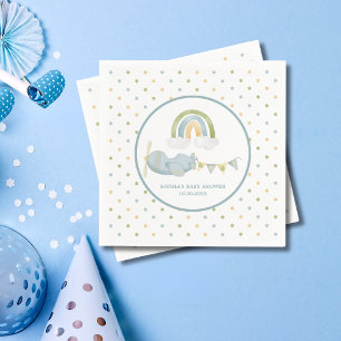 Serviette En Papier Fête de bébé garçon avion vintage nuages arc-en-ci