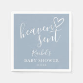 Serviette En Papier Fête de bébé garçon Heaven Sent Script Dusty Blue (Devant)