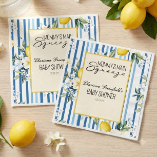 Serviette En Papier Fête de Bébé Garçon Lemon Blue de Mommy's Main Squ