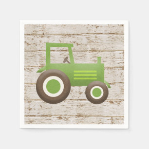 Serviette En Papier Fête de bébé garçon tracteur vert