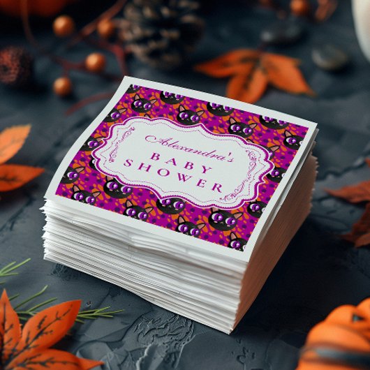Serviette En Papier Fête de Bébé Halloween Chat Psychedélique