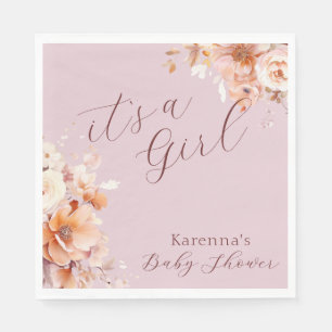 Serviette En Papier Fête de bébé Lavande Florale Automne C'est une fil