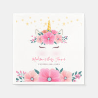 Fête de Bébé Licorne à l'Aquarelle Fleur et Étoile