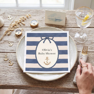 Serviette En Papier Fête de bébé Marin Militaire à rayures