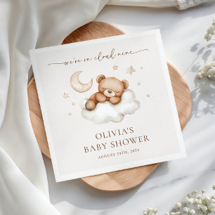 Serviette En Papier Fête de bébé ours en peluche neutre On Cloud Nine 