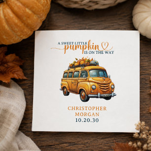 Serviette En Papier Fête de Bébé Petite Citrouille Camion Orange Rusti