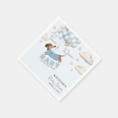 Serviette En Papier Fête de Bébé Petits Ballons de Teckel Bleu (Coin)