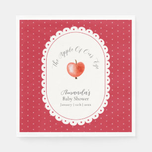 Serviette En Papier Fête de Bébé Pomme Étincelante Rustique Rouge Vint
