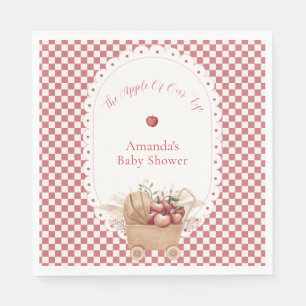 Serviette En Papier Fête de bébé "Pommes à carreaux rouges Boho"