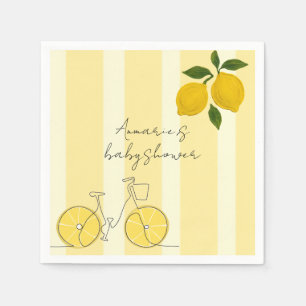 Serviette En Papier Fête de bébé rayures jaunes citrons