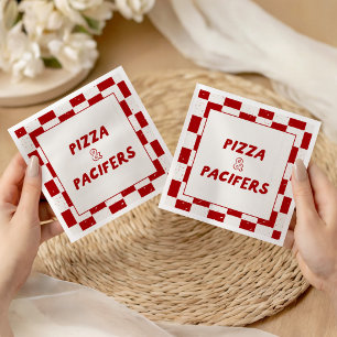 Serviette En Papier Fête de bébé rouge Pizza & Tétines Italien 