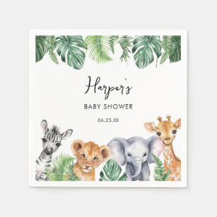 Serviette En Papier Fête de Bébé Safari Petite Bête Sauvage à l'aquare