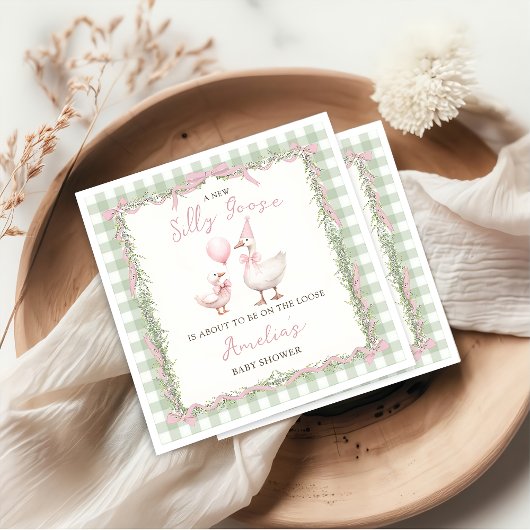 Serviette En Papier Fête de bébé Silly Goose Gingham Duck